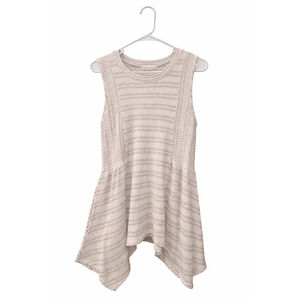 Altar’d State Beige Textured Tunic Top • Sleeveless Handkerchief Hem • Boho